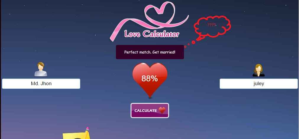 Check true Love Percentages with your loved ones